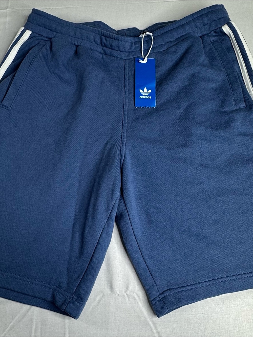 adidas Navy Blue Athletic Shorts with White Three-Stripes